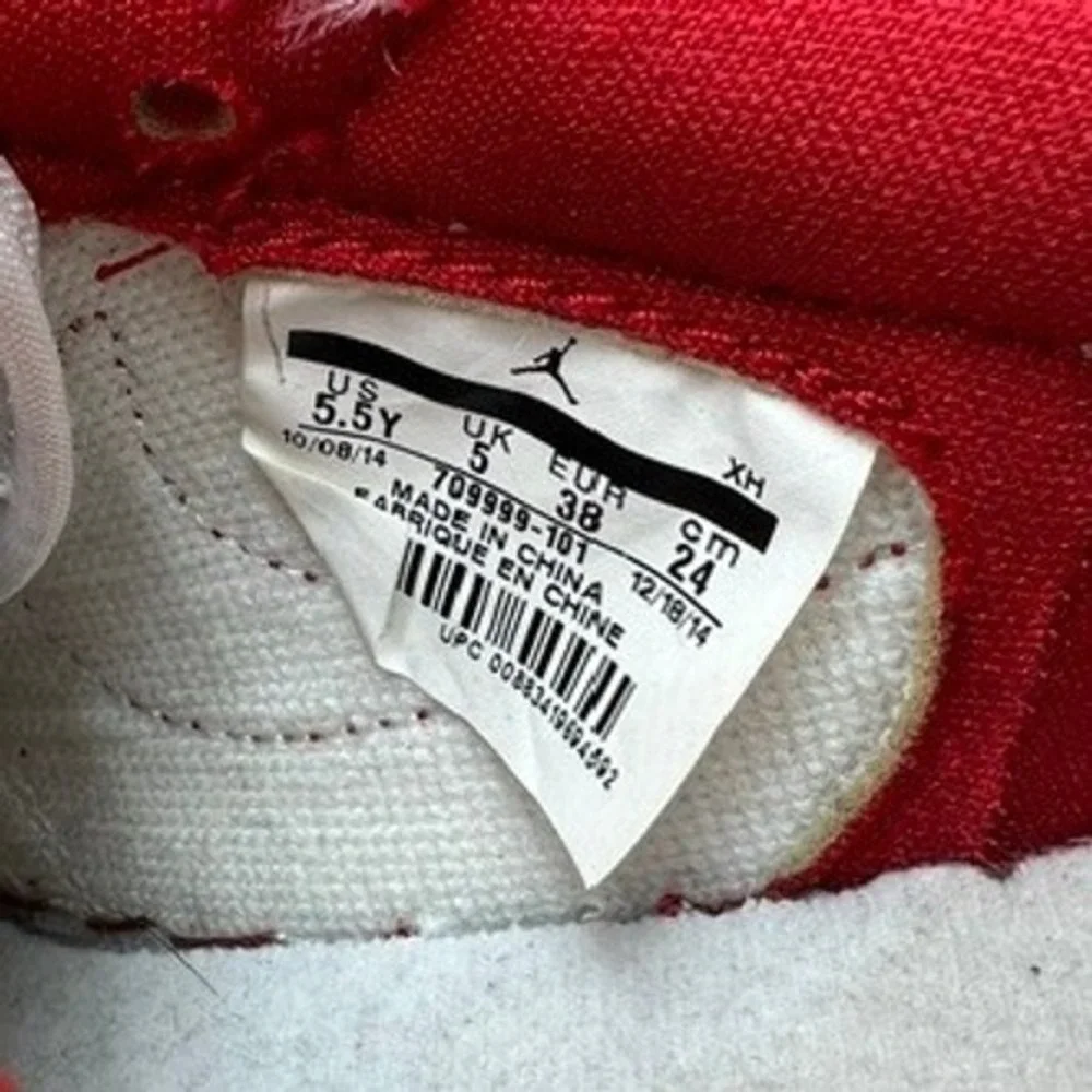 Nike Air Jordan 1 Retro Low OG Youth 5.5Y White Red Good 709999-101 Sneaker